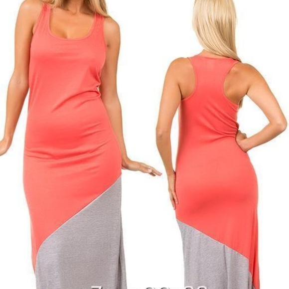 long maxi dress chevron striped racer back - Picture 4 of 4
